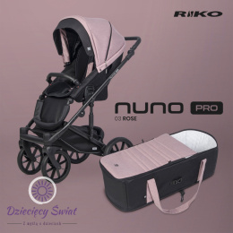 Nuno Pro marki Riko kolor Rose nowoczesny model wózka spacerowego z miękką gondolą.