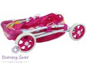 Wózek Spacerówka Dla Lalek Różowy z Kolorowym Daszkiem 66 cm
