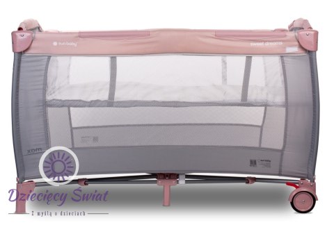 Sweet Dreams różowe łóżeczko turystyczne z pełnym wyposażeniem
