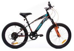 Rowerek dla chłopca 20 cali Tiger Bike z amortyzatorem czarno - turkusowo - szaro - pomarańczowy