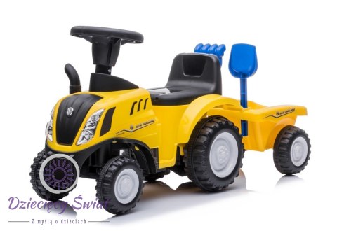 Jeździk traktor z przyczepą New Holland żółty