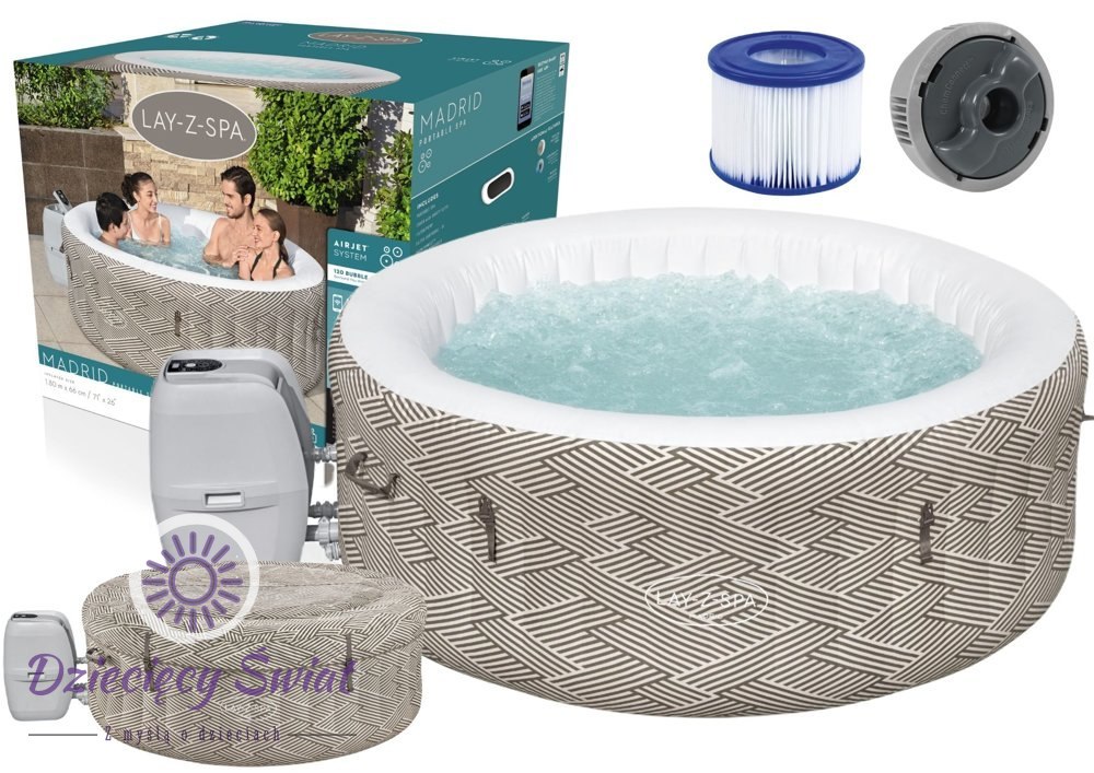 Dmuchane Spa Jacuzzi 4 Osobowe 180 x 66cm Bestway 60055 Dmuchane Spa Jacuzzi 4 Osobowe 180 x 66cm Bestway 60055