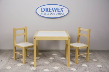 Zestaw Stolik + 2 krzesełka biały/sosna DREWEX