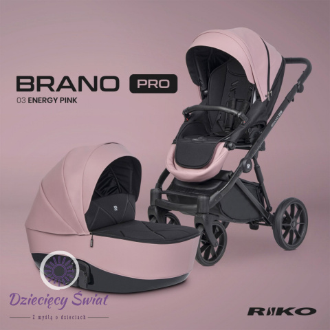 Brano Pro Riko kolor Energy Pink wózek dziecięcy do 22 kg w wersji 2w1