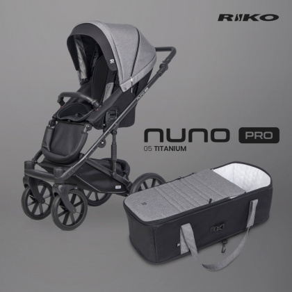 Nuno Pro marki Riko kolor Titanium nowoczesny model wózka spacerowego z miękką gondolą.