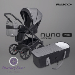 Nuno Pro marki Riko kolor Titanium nowoczesny model wózka spacerowego z miękką gondolą.