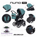 Nuno Pro marki Riko kolor Lagoon nowoczesny model wózka spacerowego z miękką gondolą.