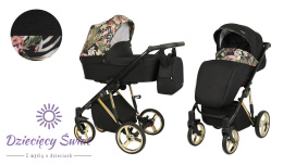 Molto Premium 2w1 Kunert kolor Czarny+kwiaty bogota wyposażony wózek dziecięcy