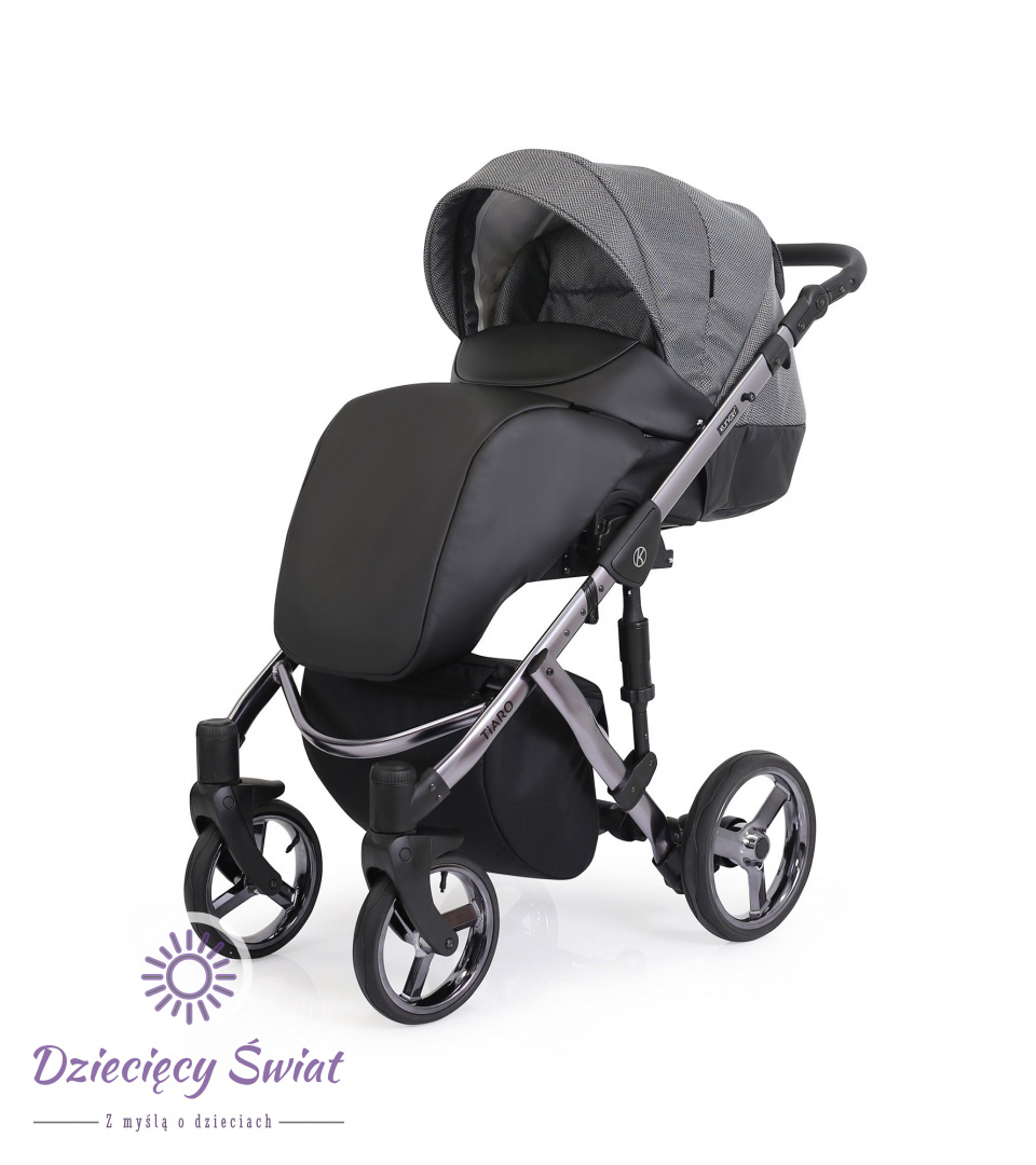 Tiaro Premium 2w1 Kunert kolor Czarny+kwiaty prestiżowy wózek dziecięcy