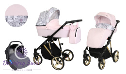Molto Premium 3w1 Kunert Róż+kwiaty ekonomiczny wózek dziecięcy