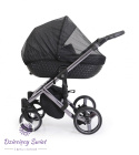 Tiaro Premium 3w1 Kunert Czarny+kwiaty wózek dziecięcy nowoczesny model