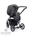 Tiaro Premium 3w1 Kunert Czarny+kwiaty wózek dziecięcy nowoczesny model