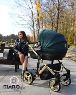 Tiaro Premium 3w1 Kunert Czarny+zielony wózek dziecięcy nowoczesny model