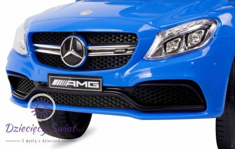 Jeździk dla dziecka Mercedes AMG C63 COUPE z popychaczem i podnóżkiem - niebieski