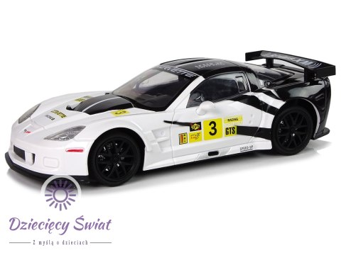 Auto Sportowe Wyścigowe R/C 1:18 Corvette C6.R Biały 2.4 G Światła