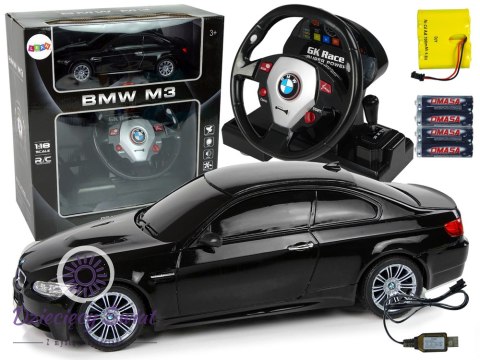 Auto Zdalnie Sterowane BMW M3 Czarny 2,4 G Pilot Kierownica 1:18 Dźwięk Światła