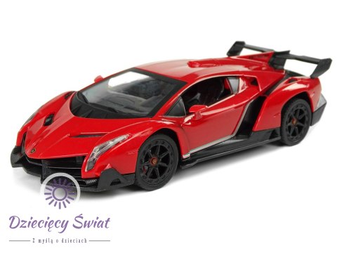 Auto Zdalnie Sterowane Lamborghini Veneno Czerwony 2,4 G Pilot Kierownica Dźwięk Światła 1:24