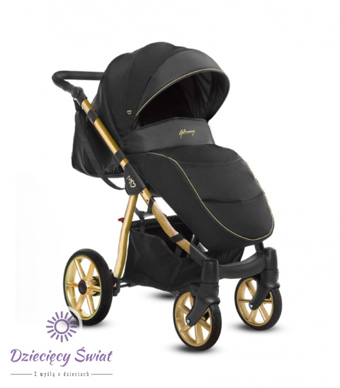 Mommy Glossy Black Gold BabyActive wózek dziecięcy 2w1 z błyszczącą gondolą