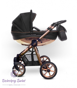 Mommy Glossy Black Rose Gold BabyActive wózek dziecięcy 2w1 z błyszczącą gondolą