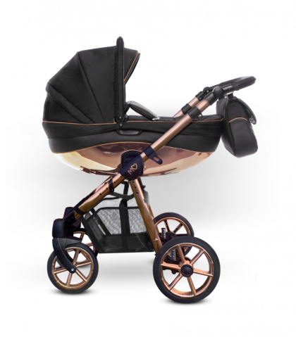 Mommy Glossy Black Rose Gold BabyActive wózek dziecięcy 2w1 z błyszczącą gondolą