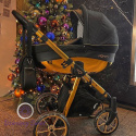 Mommy Glossy Black Rose Gold BabyActive wózek dziecięcy 2w1 z błyszczącą gondolą