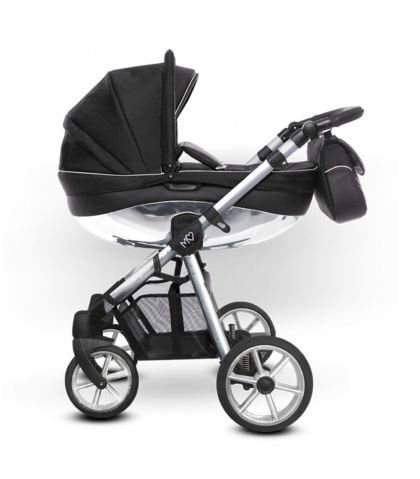 Mommy Glossy Black Silver BabyActive wózek dziecięcy 2w1 z błyszczącą gondolą