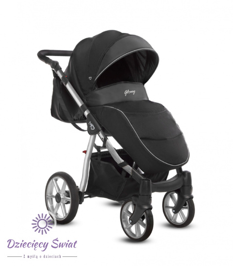 Mommy Glossy Black Silver BabyActive wózek dziecięcy 2w1 z błyszczącą gondolą