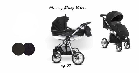 Mommy Glossy Black Silver BabyActive wózek dziecięcy 2w1 z błyszczącą gondolą