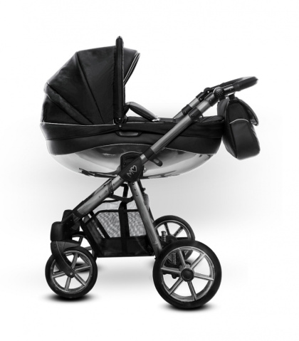 Mommy Glossy Black Space Grey BabyActive wózek dziecięcy 2w1 z błyszczącą gondolą