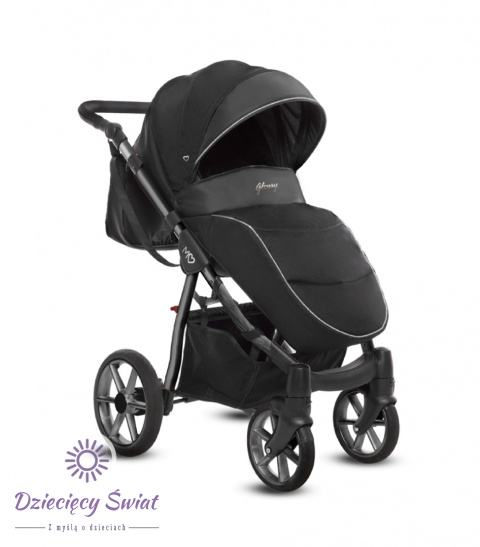 Mommy Glossy Black Space Grey BabyActive wózek dziecięcy 2w1 z błyszczącą gondolą