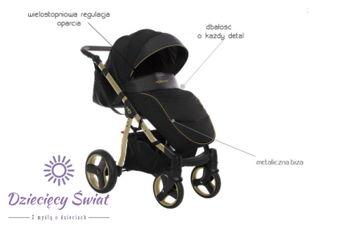 BabyActive Mommy Gold Magic 15 – Wózek głęboko-spacerowy 2w1 z żelowymi kołami.