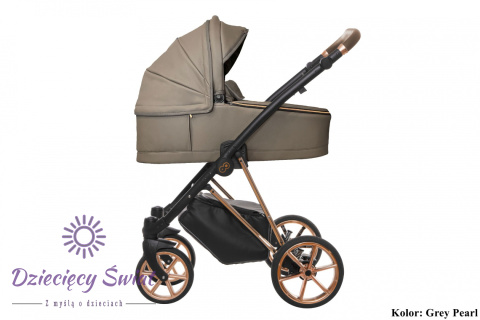 Musse Royal Grey Pearl 2w1 BabyActive wielofunkcyjny wózek dziecięcy ze skórzana tapicerką