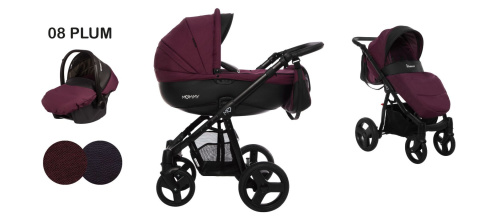 Mommy Classic 3w1 Black Magic 08 Plum wózek dziecięcy głęboko spacerowy