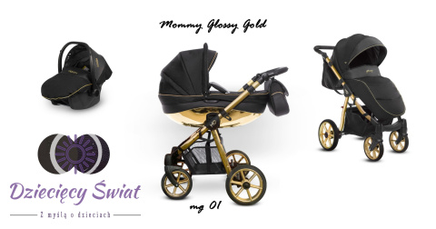 Mommy Glossy Gold Black 3w1 BabyActive wózek wielofunkcyjny w nowoczesnym design