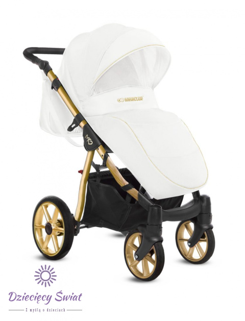 BabyActive Mommy Glossy 3w1 Gold White – Elegancki wózek głęboko-spacerowy z fotelikiem