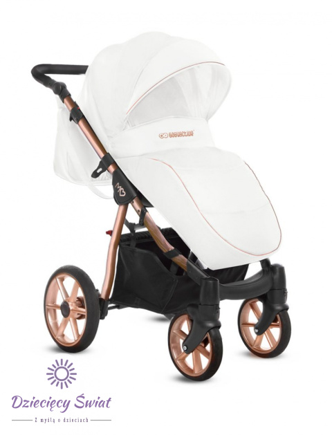 BabyActive Mommy Glossy 3w1 Rose Gold White – Elegancki wózek głęboko-spacerowy z fotelikiem