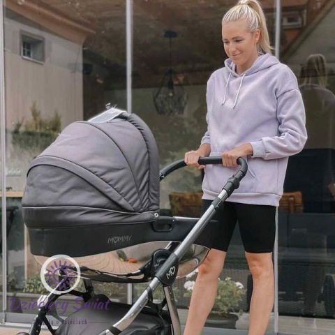 BabyActive Mommy Glossy 3w1 Silver Black – Elegancki wózek głęboko-spacerowy z fotelikiem