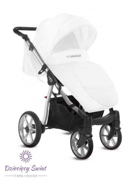 BabyActive Mommy Glossy 3w1 Silver White – Elegancki wózek głęboko-spacerowy z fotelikiem