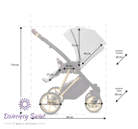 Musse Royal Onyx 2w1 BabyActive wielofunkcyjny wózek dziecięcy ze skórzana tapicerką