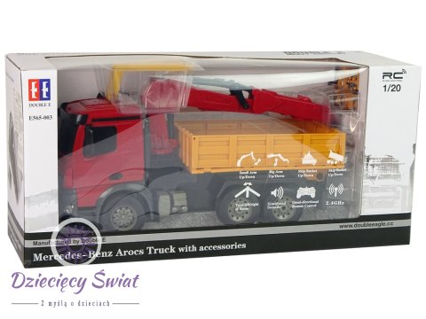 Ogromny Mercedes Arocs Dźwig HDS R/C Auto + Pilot R/C USB Zdalnie sterowany