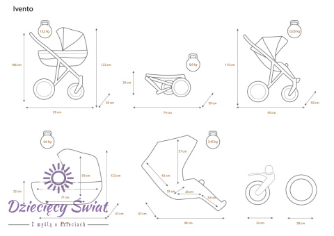 Ivento 3w1 Delicate Flowers Kunert wózek dziecięcy o nowoczesnym design