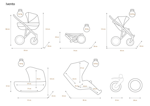 Ivento 2w1 White Pearl Kunert wózek dziecięcy o nowoczesnym design