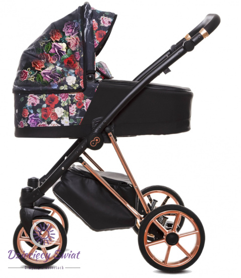 Musse Rose Dark Rose 3w1 BabyActive wózekm dziecięcy w kwiaty