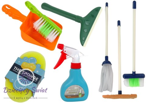 Zestaw do Sprzątania Cleaning Set 11 Elementów AGD Mop Miotła Wiadro