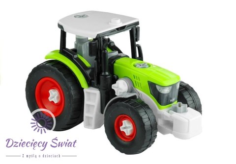 Rozkręcany Traktor z Przyczepą z Drewnem 43 cm