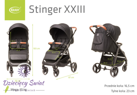 STINGER XXIV BLACK 4BABY Wózek spacerowy do 22kg