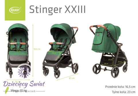 STINGER XXIV GREEN 4BABY Wózek spacerowy do 22kg