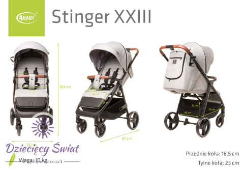 STINGER XXIV MELANGE LIGHT GREY 4BABY Wózek spacerowy do 22kg