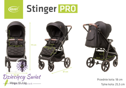 STINGER PRO BLACK 4BABY Wózek spacerowy do 22kg