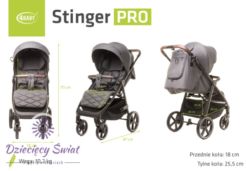 STINGER PRO GRAPHITE 4BABY Wózek spacerowy do 22kg